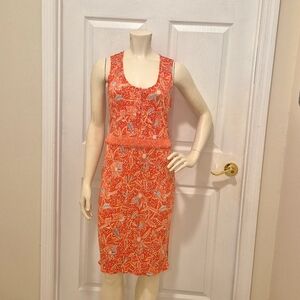 Tory Burch orange, red, blue, and white midi sundress size Medium